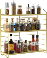Organizzatore Cucina con 3 Livelli Regolabili - Utilissimo Ripostiglio per Bottiglie - Oro