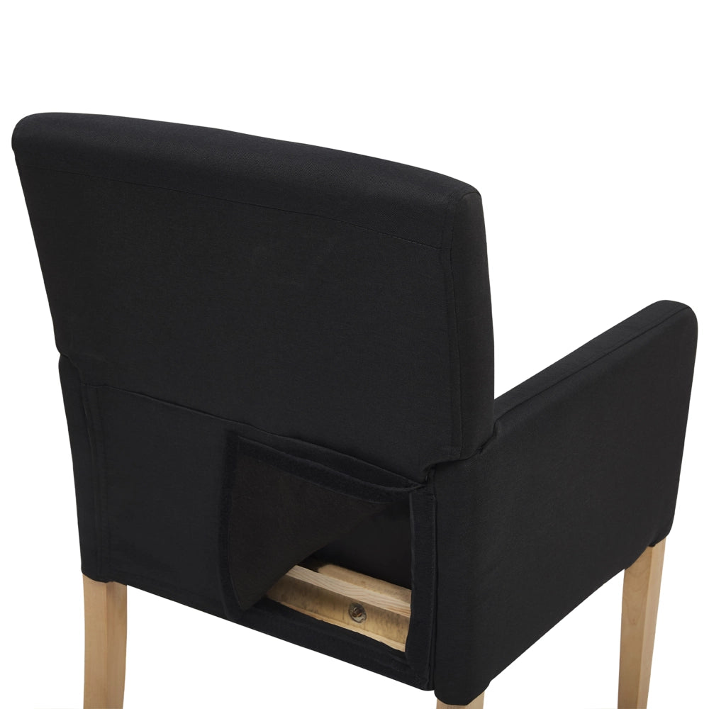 Sedia da pranzo Rivestimento in tessuto Nero Gambe in legno Seduta elegante con braccioli