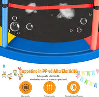 Trampolino Elastico Bambino in Acciaio, Tappeto Elastico Bambini da Esterno e da Interno, con Rete e Cusicnetti Antiscivolo