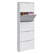 Mobile Portascarpe Anatra, Scarpiera 15 Paia, 70x17x180h cm Bianco Lucido