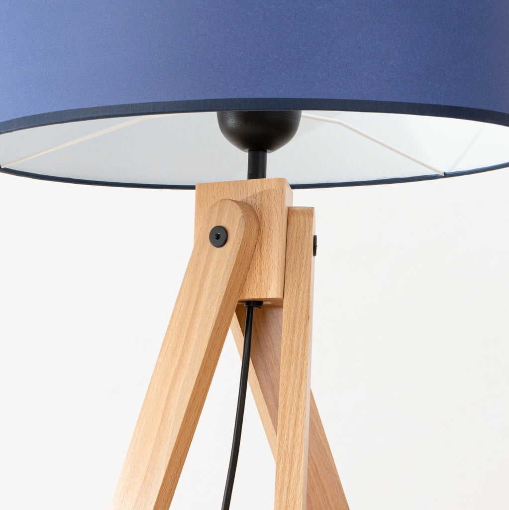 Lampada da terra treppiede legno blu paralume E27 SKUMRA