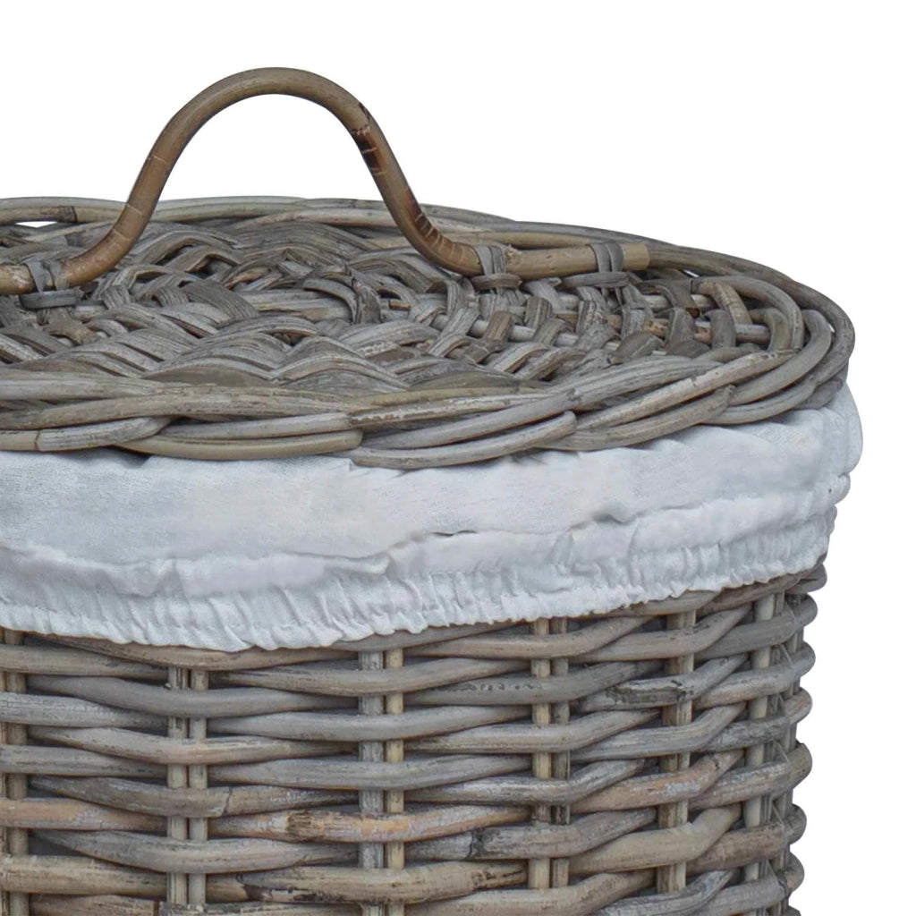 Cesto per la biancheria con coperchio 2 pcs Grigio Kubu