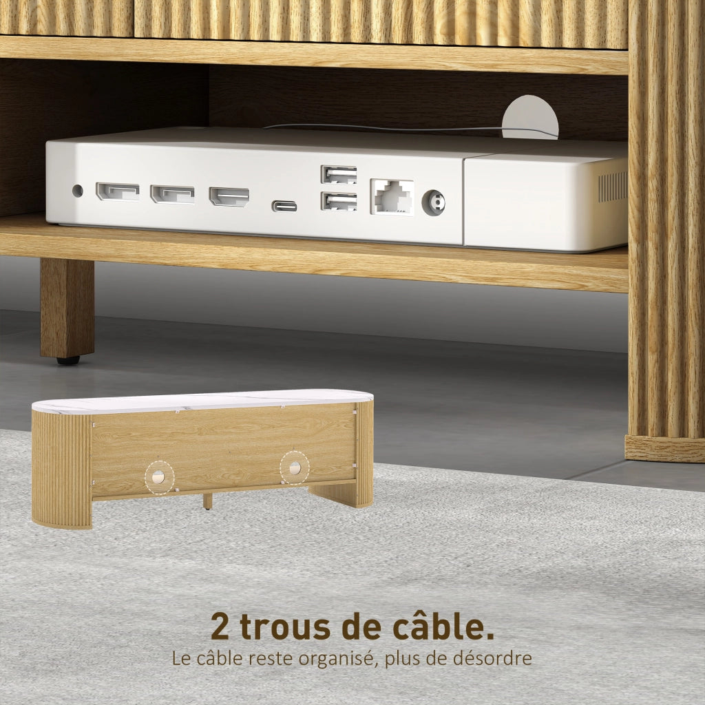 Mobile TV con 3 cassetti ¨C Zephmum ¨C Effetto marmo e legno 140x30x50 cm
