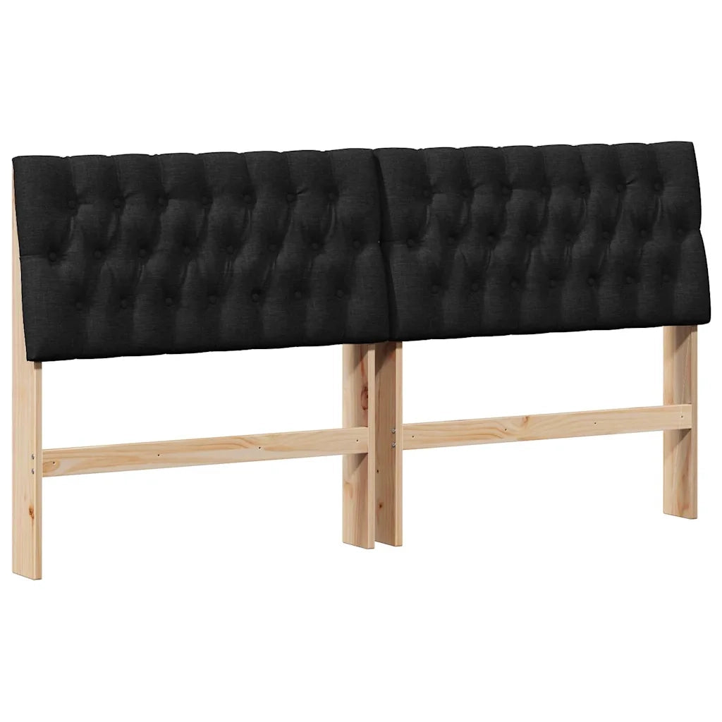 Testiera imbottita Nero 180 cm Pino massello 879326