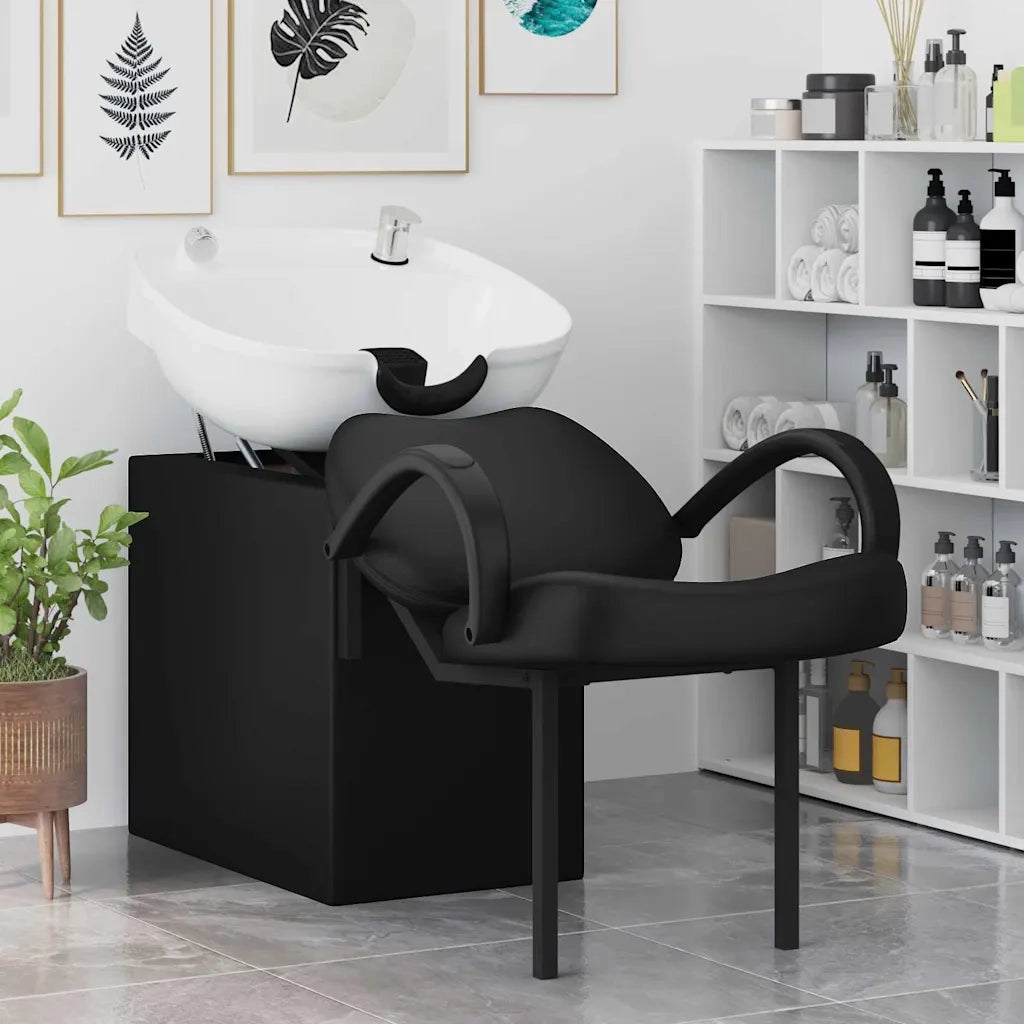 Sedia per Shampoo Nero e Bianco 136 x 60 x 92 cm PVC 42009072