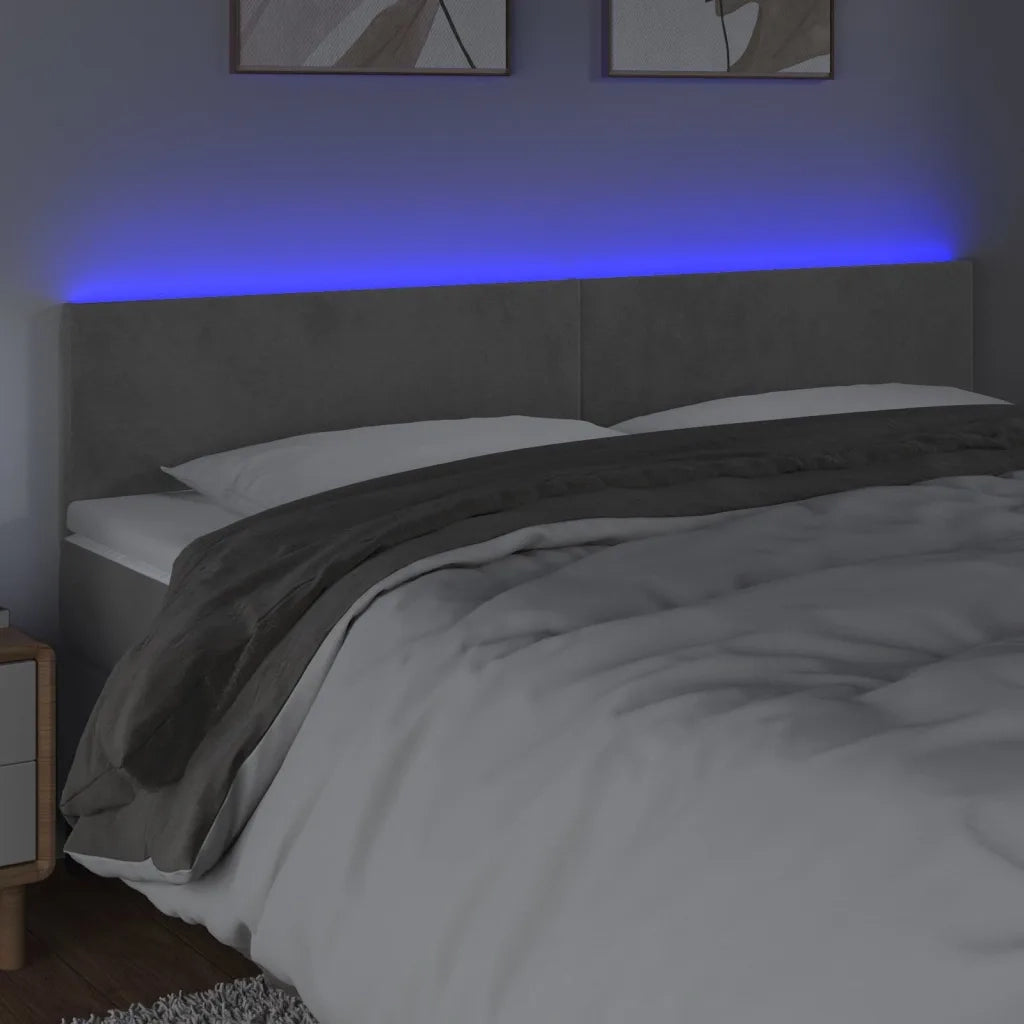Testiera a LED Grigio Chiaro 180x5x78/88 cm in Velluto 3121392