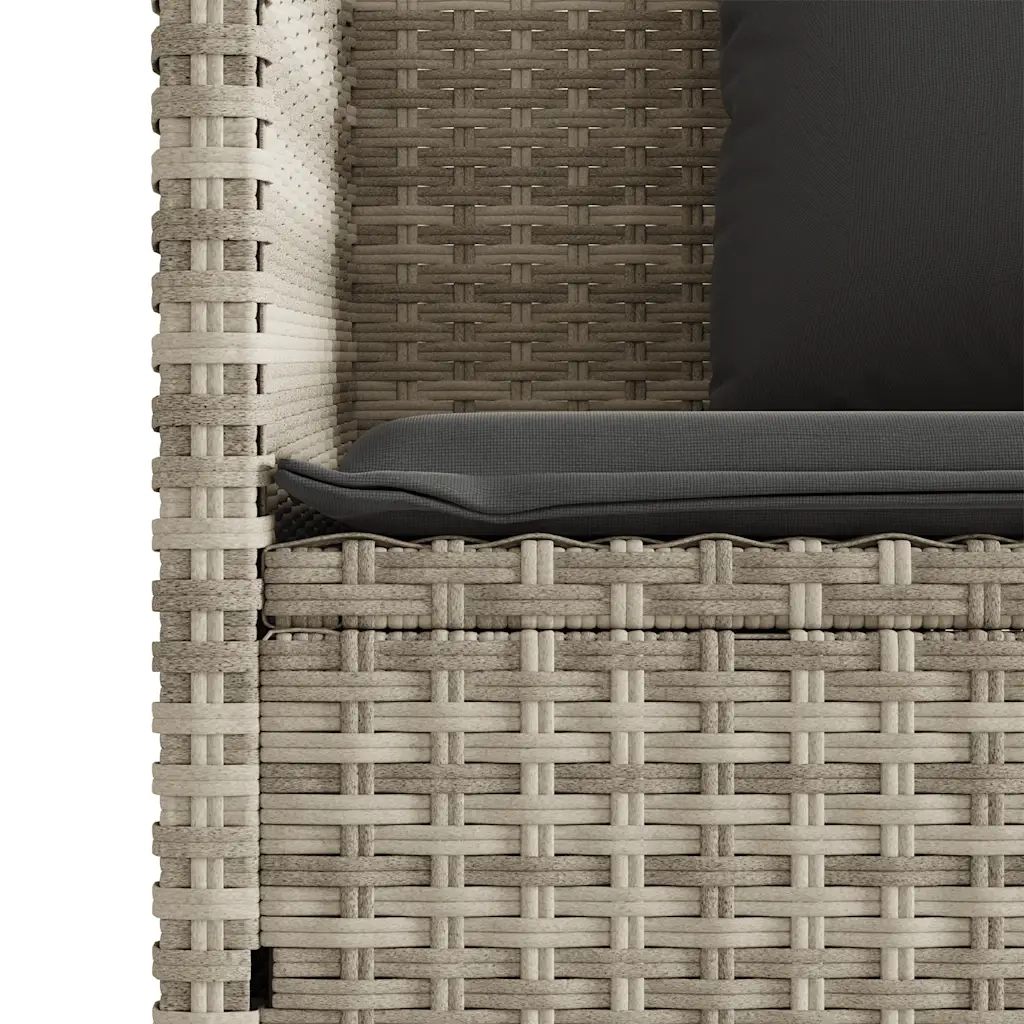 Panca da Giardino con Cuscini-Sgabello-Panca da esterno Grigio Chiaro in Polyrattan 493862