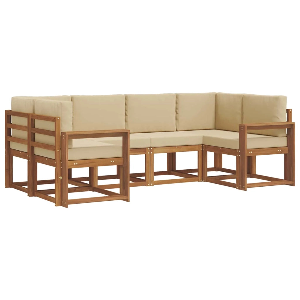 Set di divani da esterno con cuscino 6 pcs Naturale e Beige