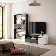 Mobile TV, Soggiorno, 260x35x186cm, Per TV fino a 65", Camino elettrico, Bianco e nero RF2549