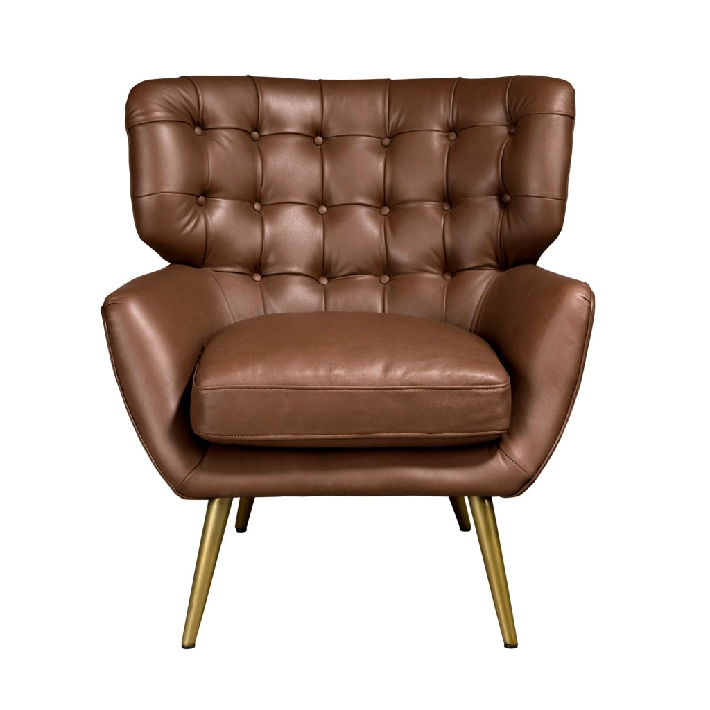 Poltrona Chester in pelle marrone scuro
