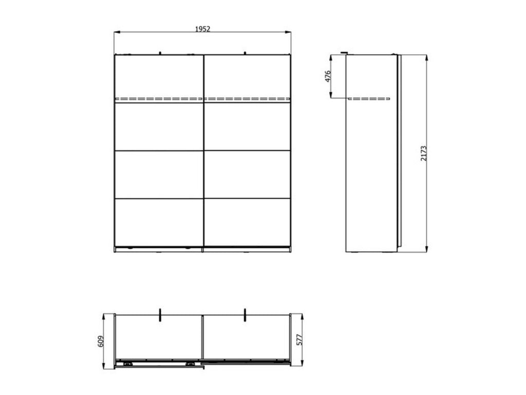 Armadio Camera da Letto Cariano, Guardaroba Grande 2 Ripiani, 195x217.5h cm Bianco Opaco