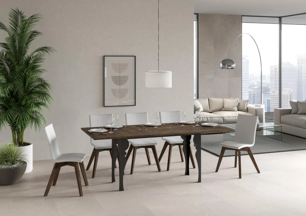 Tavolo apribile 120/200x45/90 cm Paxor Double Noce telaio Antracite