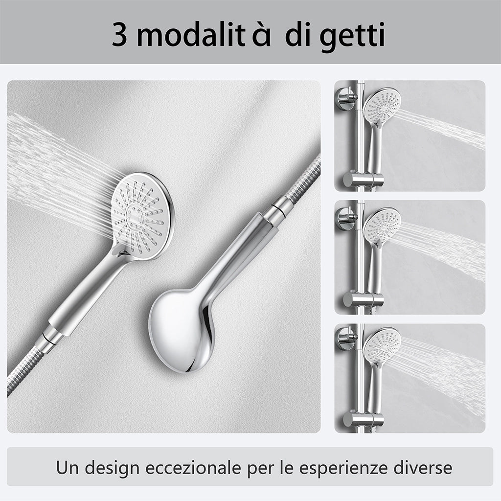 AICA Colonna Doccia con Miscelatore Termostatico, Set Doccia con Soffione Quadrato 20cm e 108mm Doccetta Cromo