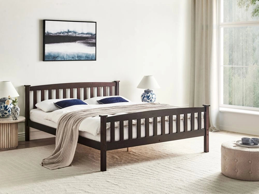 Letto matrimoniale in Legno di pino marrone scuro 160 x 200 cm Mobili per la camera da letto