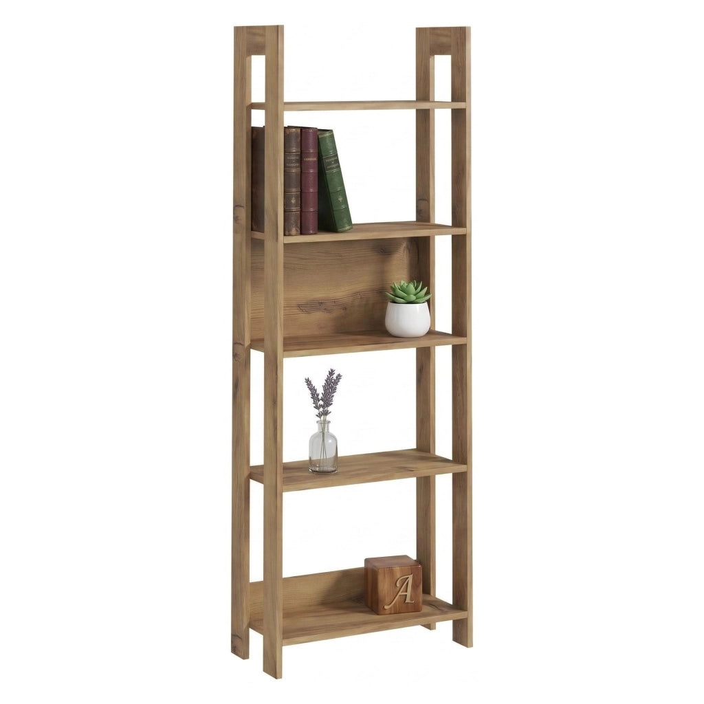 Biblioteca Mantello, Libreria 5 Ripiani, 64x30x180h cm Marrone Rovere
