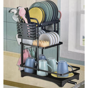 Trade Shop - Scolapiatti A Ripiani Con Vassoio Antigoccia Beccuccio Porta Utensili Per Lavello Cucina -