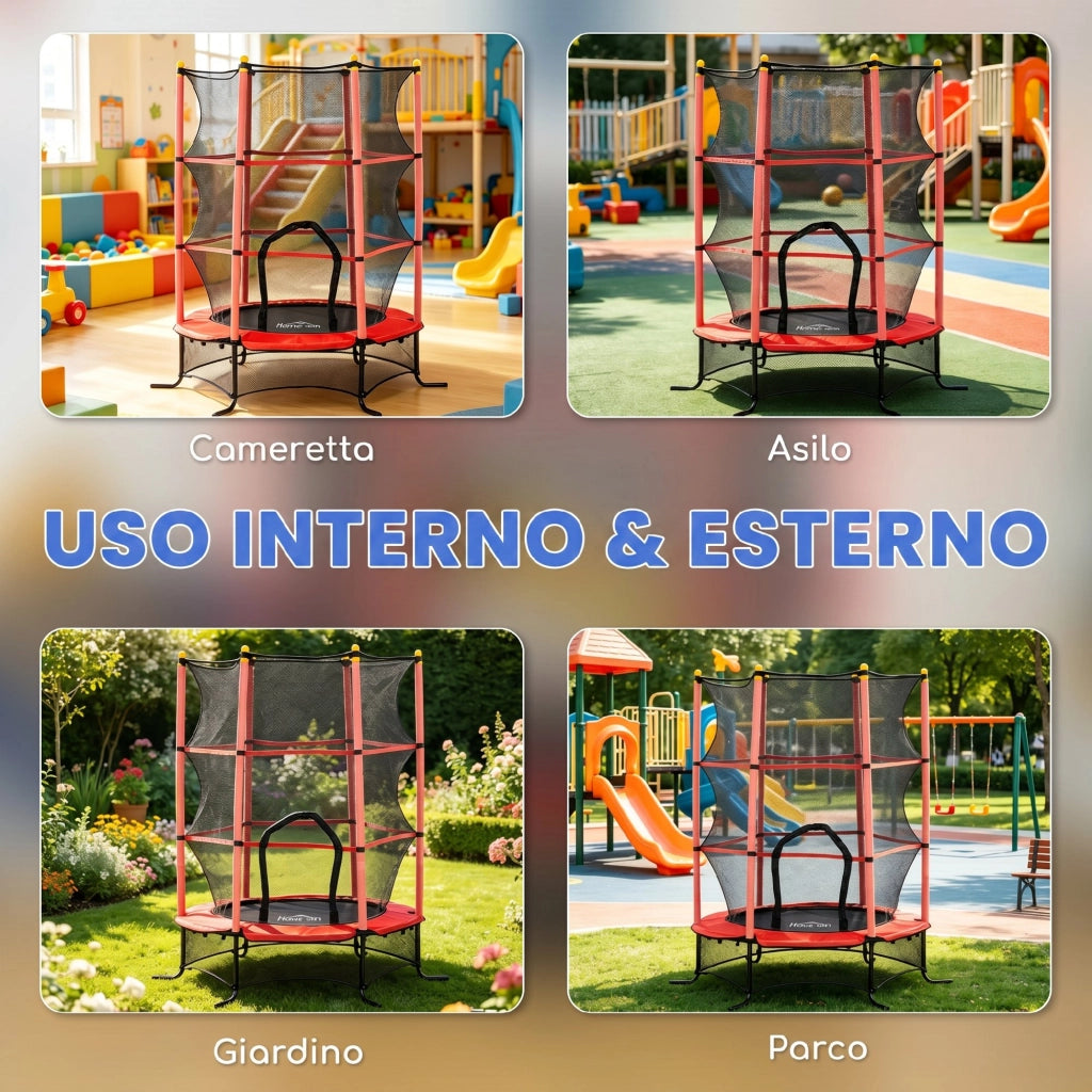 Trampolino per Bambini con Rete di Sicurezza ¨C Zephmum ¨C Rosso ?1.6x1.9 m