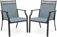 Set di 2 Sedie da Giardino in Textilene, Sedie da Esterno con Schienale Alto, Braccioli, Robusto Telaio in Metallo, Fino a 150 kg, per Patio Terrazza Balcone (Blu + Nero)