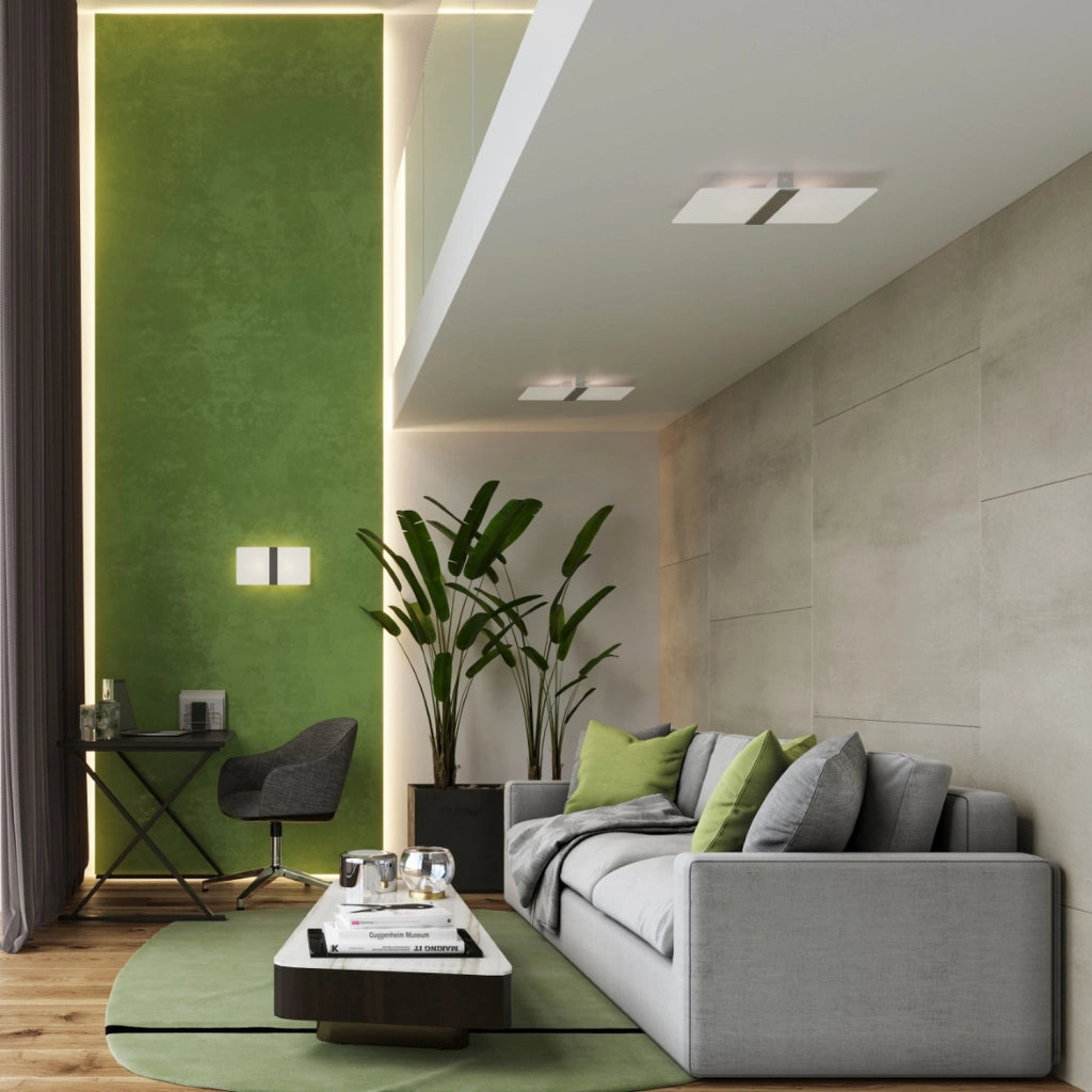 Plafoniera PETALA Pure Lume rettangolare bianca 2xG9