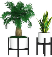 Supporto per piante in stile Mid Century - supporto per piante in metallo per angolo - per esterni e interni - grande - nero - per contenere vaso da 205 cm