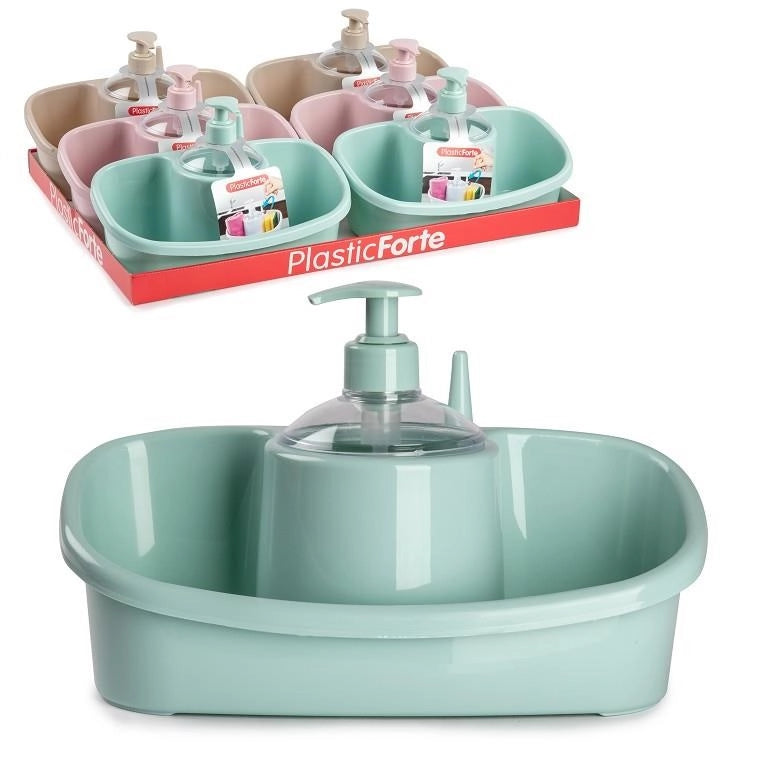 Portaspugna Organizzazione Cucina con Dispenser Sapone Vari Colori