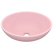 Lavabo da bagno ovale di lusso 40x33 cm in ceramica rosa opaco 02_0002664