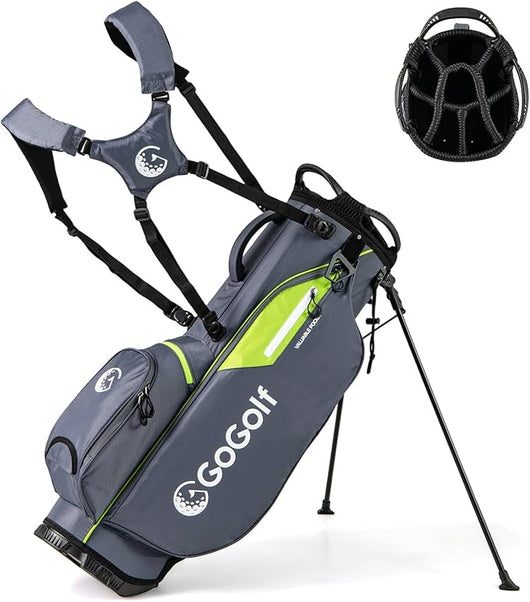 Borsa da Golf con Divisori Superiori a 8 Vie & 5 Tasche con Cerniera, Tracolla Regolabile a Doppia Spalla, Cappuccio Antipioggia e Portombrelli, Sacca da Golf per Donna e Uomo