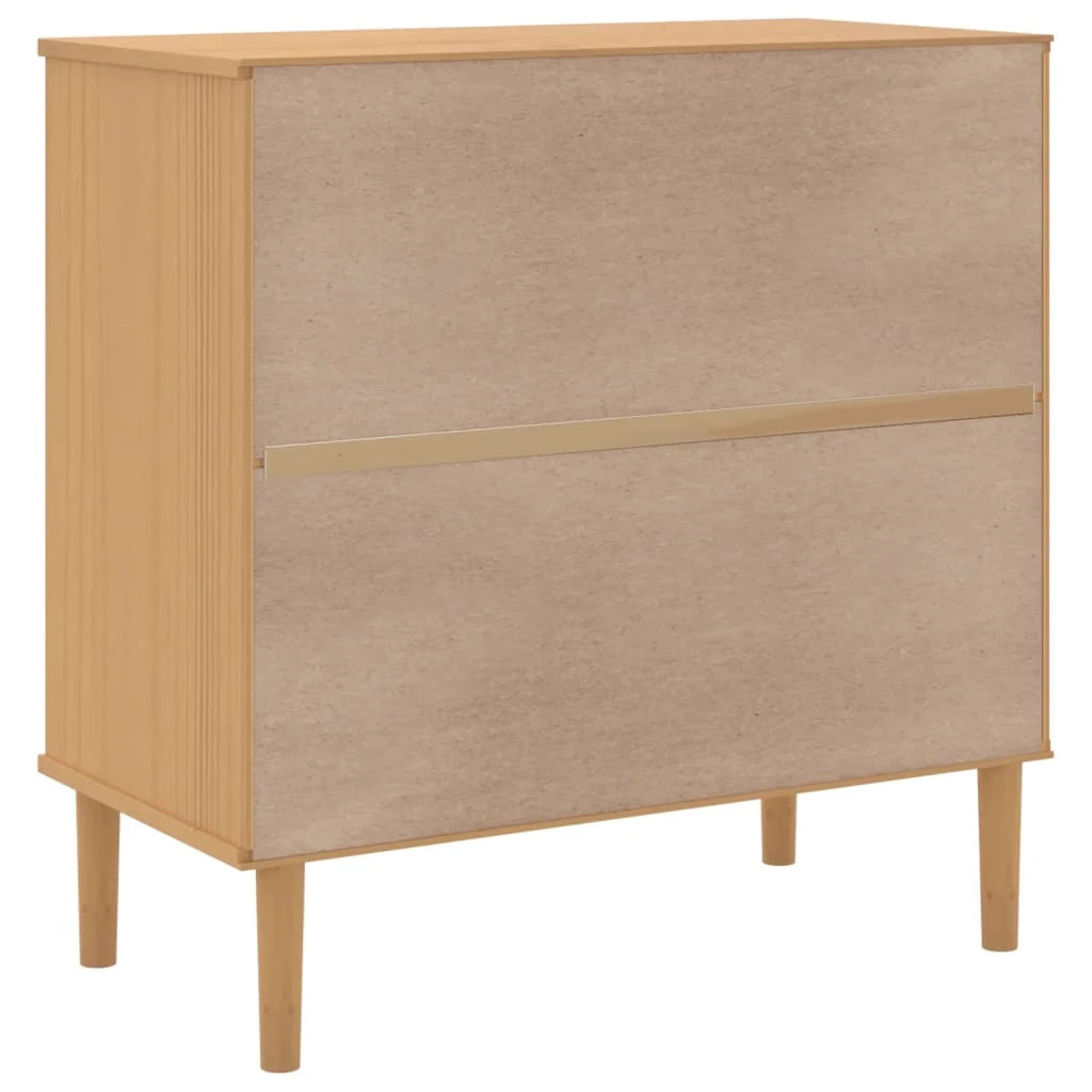 Buffet credenza cassettiera armadio mobile contenitore organizer per cucina soggiorno salotto effetto rattan 80 x 40 x 80 cm legno di pino massiccio marrone 02_0036232