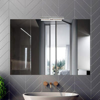 Specchio Bagno PERLA 100x70 cm, da Parete con Lampada Led Superiore, Senza Cornice Rettangolare Moderno, Luce Naturale, Design Home Decor