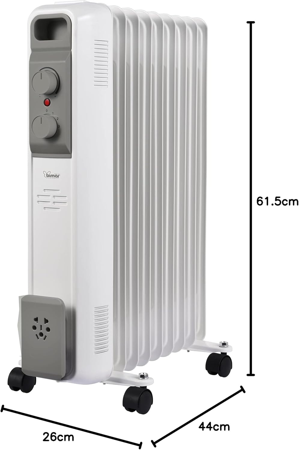 Bimar HO429 Termosifone Elettrico, Radiatore ad Olio a Basso Consumo, Calorifero con 9 Elementi e 5 Canali di Circolazione