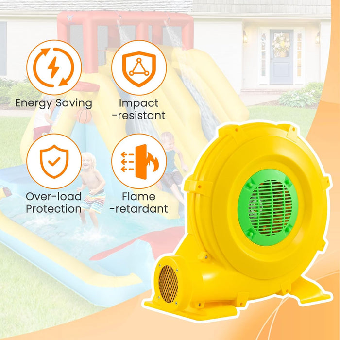 Ventilatore di Aria del Castello Gonfiabile, Soffiatore per Giochi Gonfiabili con Cavo di Alimentazione, Picchetti da Terreno, per Castello Gonfiabile, Scivolo Acquatico (750W)