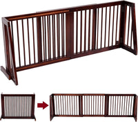 Cancelletto per Cani Regolabile in Legno Massello, con Base Larga e 3 Ante, Ideale per Cani di Piccola/Media Taglia (140-203) x 9,5 x 56 cm, Marrone