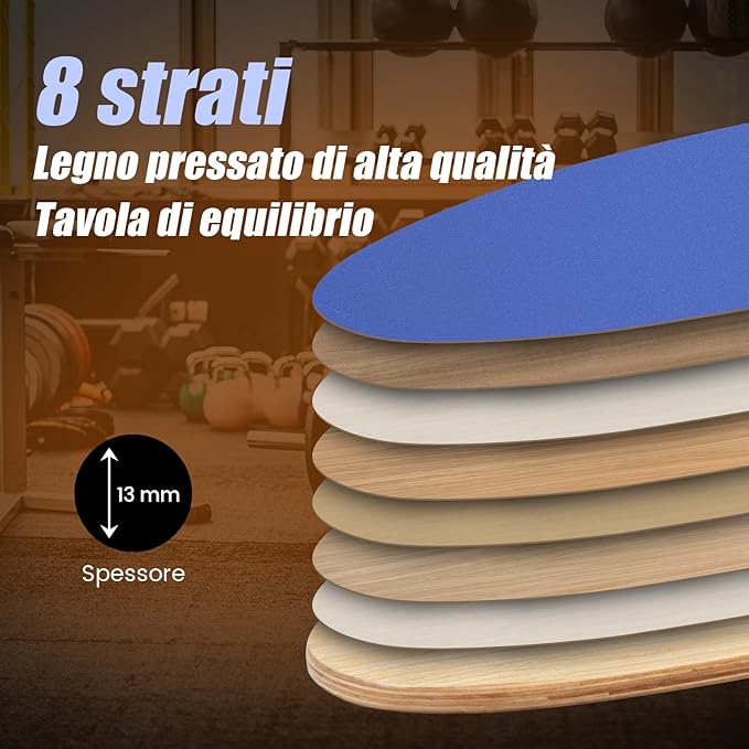 Balance Board in Legno, Tavola di Equilibrio con Rullo e Tappetino per Allenamento Skateboard Hockey Snowboard Surfing, Attrezzi 3 in 1 per Esercizi Equilibrio e Tonificazione Core