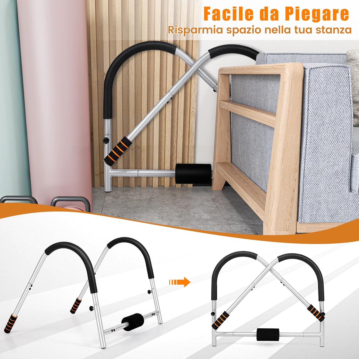 Allenatore Addominale Fitness Pieghevole, Allenatore Fitness AB con Supporto Imbottito per Testa/Collo, Assistente per Allenamento Sit Up, Esercitatore per Crunch