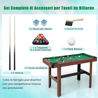 Tavolo da Biliardo, Tavolo da Gioco Biliardo in Legno con Set di Palline 2 Steccette 2 Gessi Triangolo Spazzola, Mini Tavolo da Biliardo per Sala Giochi bar Palestra, 122x61x76 cm