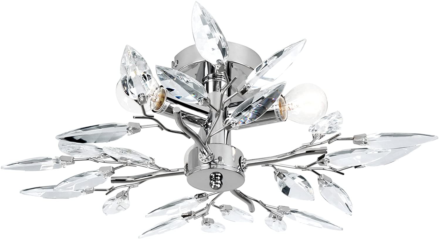 Plafoniera 3 lampadine da max 40 watt e14 design foglie acriliche lampadario lampada da soffitto apparecchio di illuminazione per soggiorno camera da letto trasparente 01_0000116