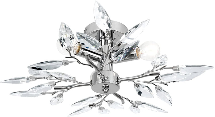 Plafoniera 3 lampadine da max 40 watt e14 design foglie acriliche lampadario lampada da soffitto apparecchio di illuminazione per soggiorno camera da letto trasparente 01_0000116