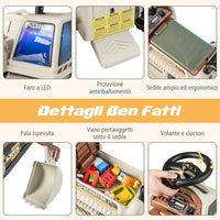 Escavatore Cavalcabile per Bambini, Ruspa Cavalcabile con Sedile Scomparto Portaoggetti, Funzione di Musica e di Educativa, Regalo per Bambini 3 Anni+ (Grigio)