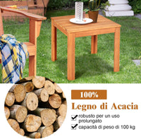 Tavolino da Esterno in Legno di Acacia, Tavolino Quadrato e Resistente, Tavolo Laterale da Giardino, per Balcone Piscina, Portata 100 kg