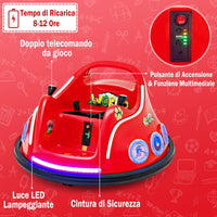 12V Autoscontro Elettrico per Bambini, Macchina Elettrica per Bambini con Design Girevole a 360° Telecomando Luci Musica, Macchina Cavalcabile per Bambini 37-96 Mesi (Rosso)