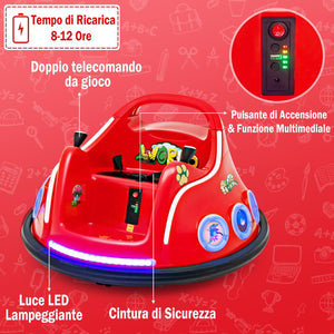 12V Autoscontro Elettrico per Bambini, Macchina Elettrica per Bambini con Design Girevole a 360° Telecomando Luci Musica, Macchina Cavalcabile per Bambini 37-96 Mesi (Rosso)
