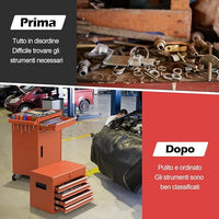 Cassettiera Portautensili a 4 Cassetti, Carrello per Attrezzi con Ruote Bloccabili Ripiano Regolabile e Rivestimento Antiscivolo, 59 x 28 x 102 cm (Arancia)