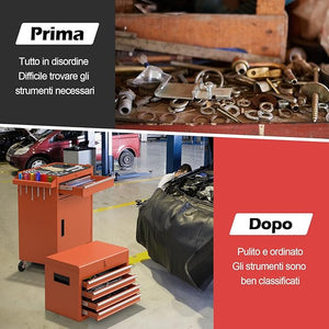 Cassettiera Portautensili a 4 Cassetti, Carrello per Attrezzi con Ruote Bloccabili Ripiano Regolabile e Rivestimento Antiscivolo, 59 x 28 x 102 cm (Arancia)