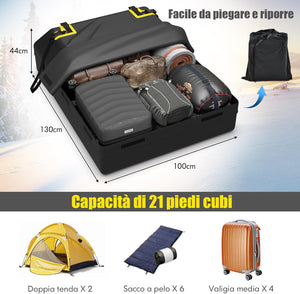 Borsa per Tetto Auto, Borsa Portapacchi Impermeabile per Tutti i Veicoli con/Senza Barre Portapacchi, con Tappetino Antiscivolo, Corda, Lucchetto e Ganci (100 x 130 x 43 cm)