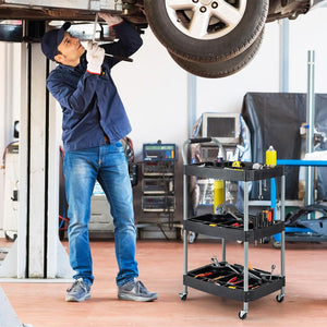 Carrello per Utensili a 3 piani, Carrello Porta Attrezzi su ruotedi Bloccaggio,Capacità 45kg, Organizzatore di strumenti con Pannelli Ben Divisi, per garage per officina per accessori