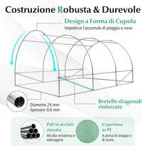 Serra da Giardino, Serra Tunnel per Orto e Piante con Copertura Resistente, Struttura Robusta in Acciaio Zincato, Finestre Avvolgibili e Porte con Cerniera (400 x 300 x 200 cm)