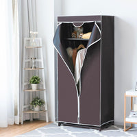 Armadio in Tessuto Armadio Cabina Pieghevole con Asta Appendiabiti, Vari Colori Disponibili, 75 x 50 x 170cm (caffè)