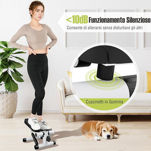 Mini Stepper per Esercizio a Casa, Stepper Idraulico con Fasce di Resistenza, Altezza Regolabile e Pedali Antiscivolo, Dispositivo per Allenamento Completo del Corpo