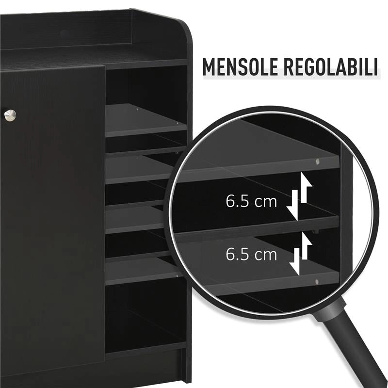 ARMADIO A SCARPIERA IN LEGNO 83 X 30 X 90 CM COLORE NERO