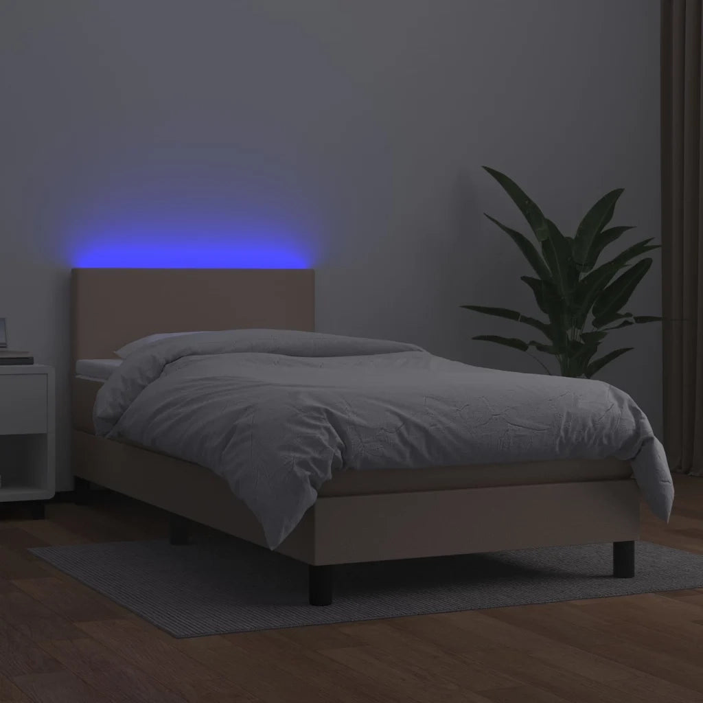 Giroletto Molle Materasso e LED Cappuccino 90x190 cm Similpelle cod mxl 62831